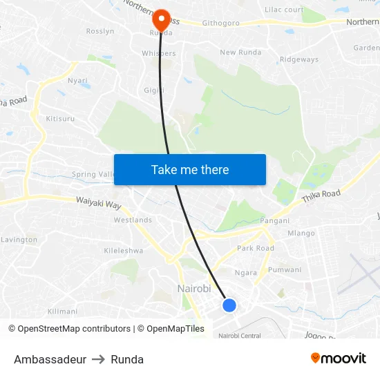 Ambassadeur to Runda map