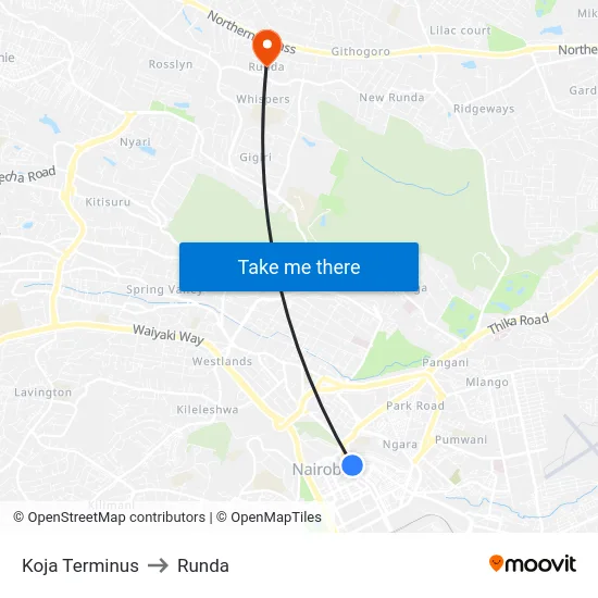 Koja Terminus to Runda map