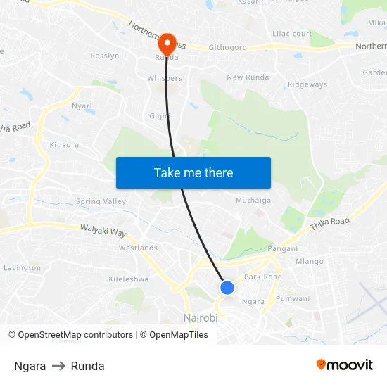 Ngara to Runda map
