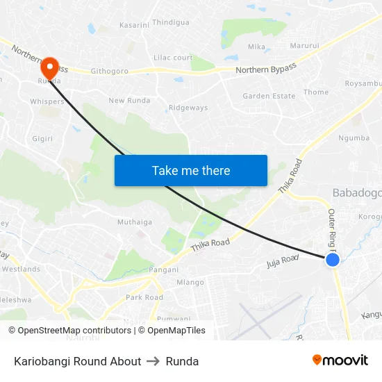 Kariobangi Round About to Runda map