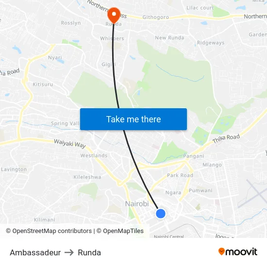 Ambassadeur to Runda map