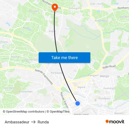 Ambassadeur to Runda map