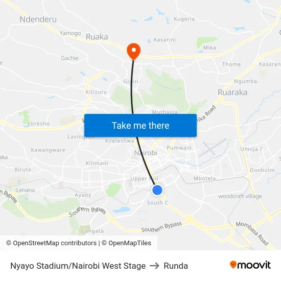 Nyayo Stadium/Nairobi West Stage to Runda map