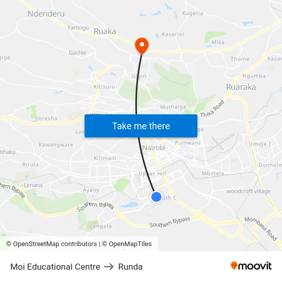 Moi Educational Centre to Runda map
