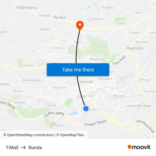 T-Mall to Runda map