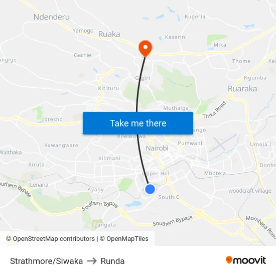 Strathmore/Siwaka to Runda map