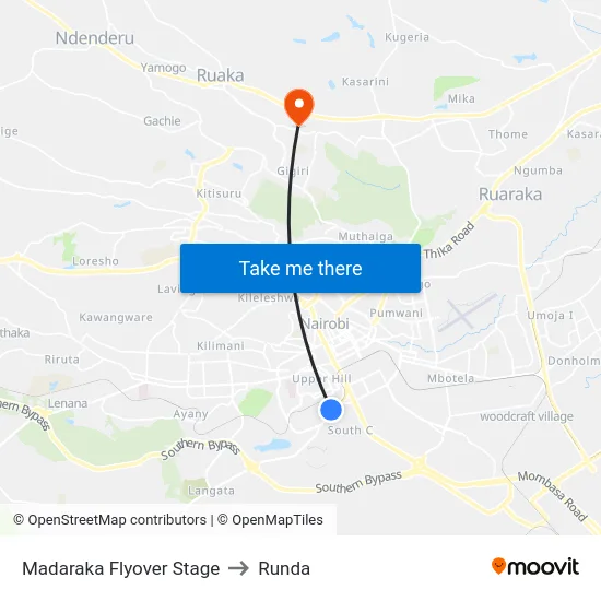 Madaraka Flyover Stage to Runda map