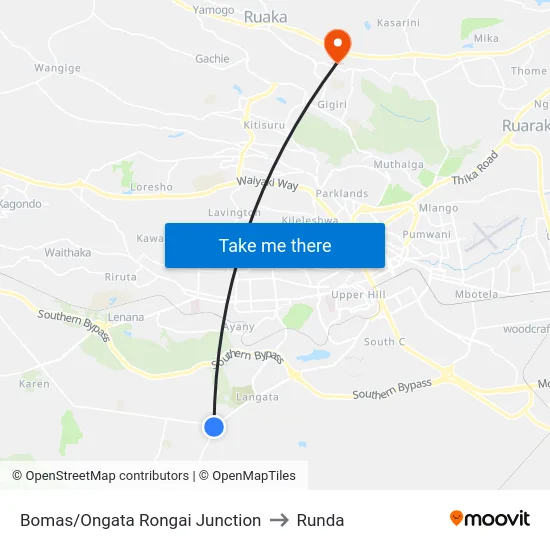 Bomas/Ongata Rongai Junction to Runda map