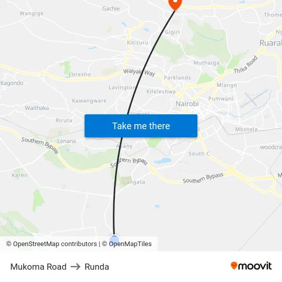 Mukoma Road to Runda map