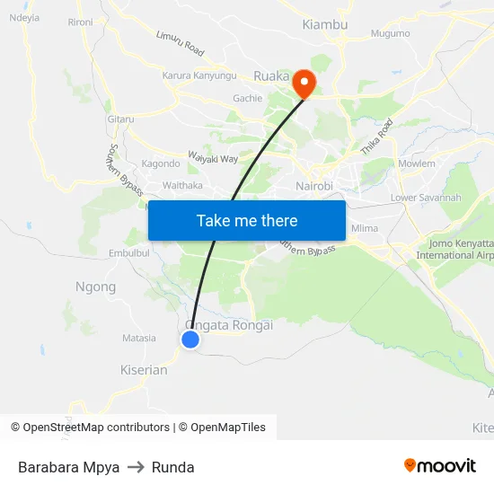 Barabara Mpya to Runda map