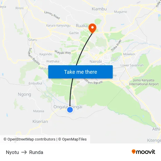 Nyotu to Runda map
