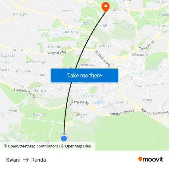 Swara to Runda map
