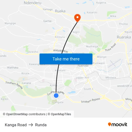 Kanga Road to Runda map