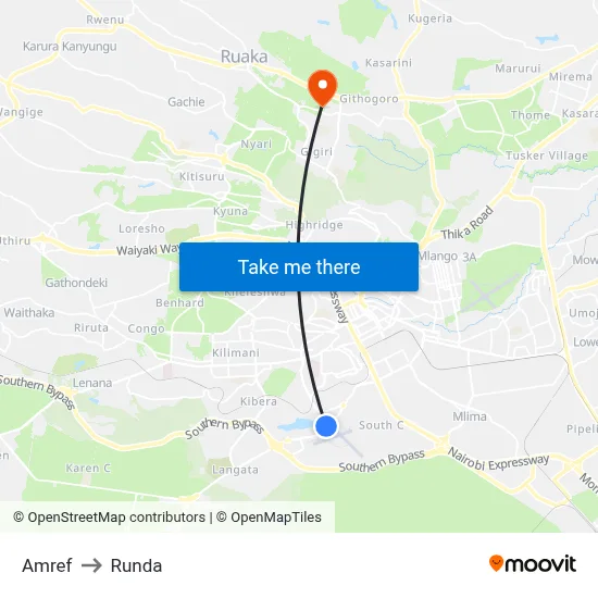 Amref to Runda map