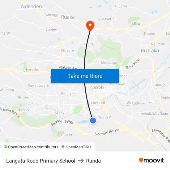 Langata Road Primary School to Runda map