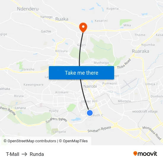 T-Mall to Runda map