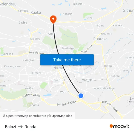 Balozi to Runda map