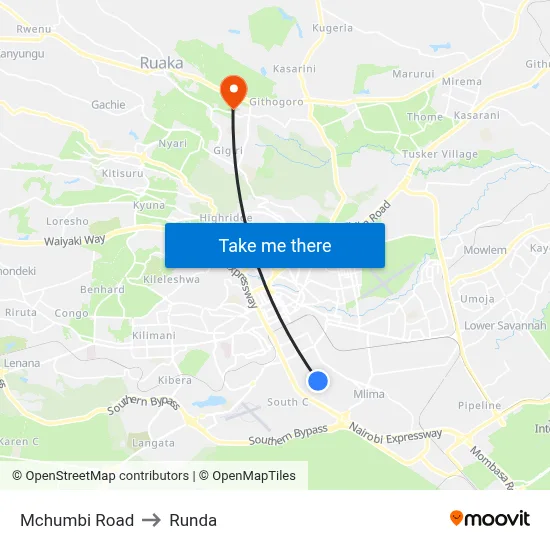 Mchumbi Road to Runda map