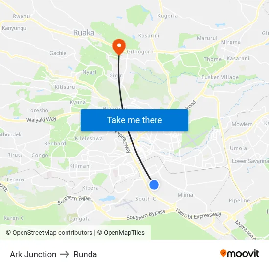 Ark Junction to Runda map