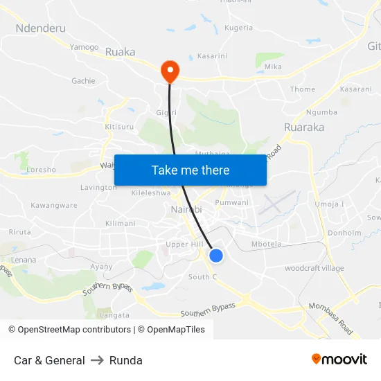 Car & General to Runda map