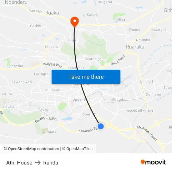 Athi House to Runda map