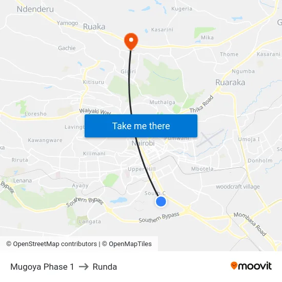 Mugoya Phase 1 to Runda map