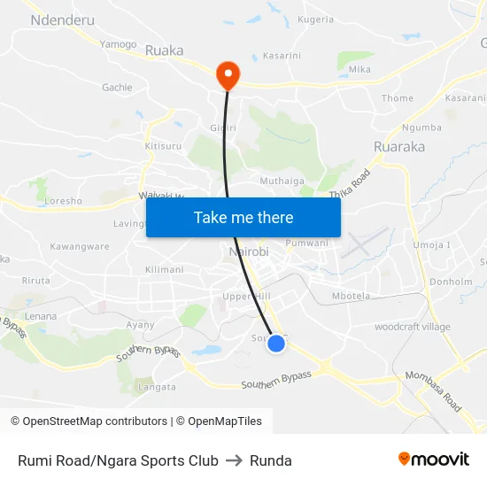 Rumi Road/Ngara Sports Club to Runda map