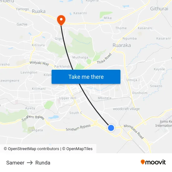 Sameer to Runda map