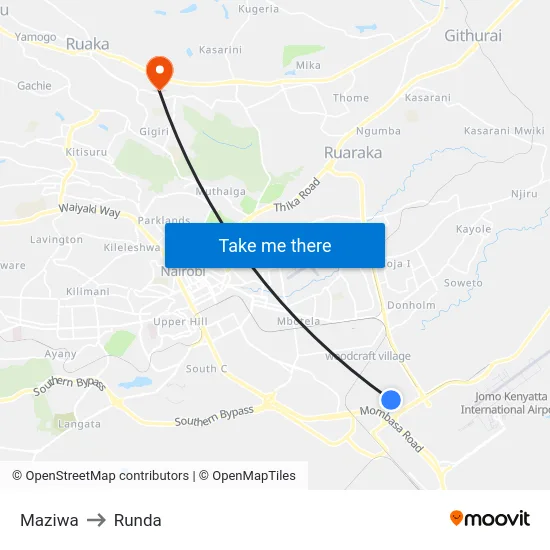 Maziwa to Runda map