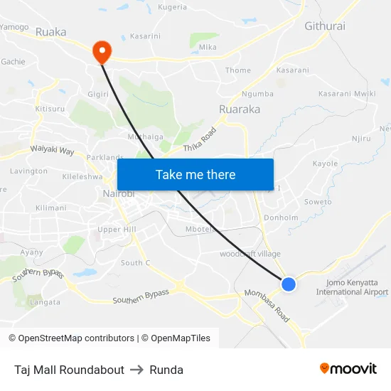 Taj Mall Roundabout to Runda map