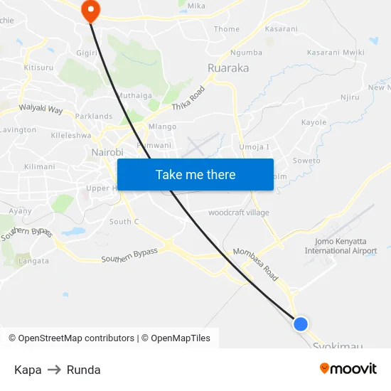 Kapa to Runda map