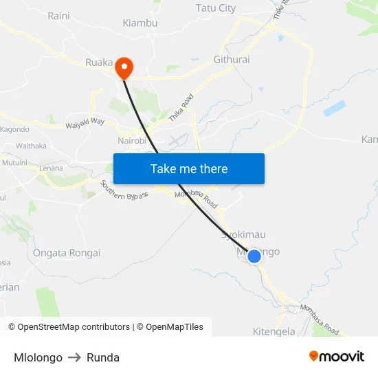 Mlolongo to Runda map