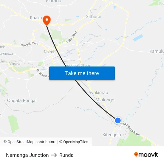 Namanga Junction to Runda map