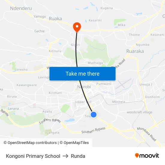 Kongoni Primary School to Runda map