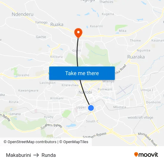 Makaburini to Runda map