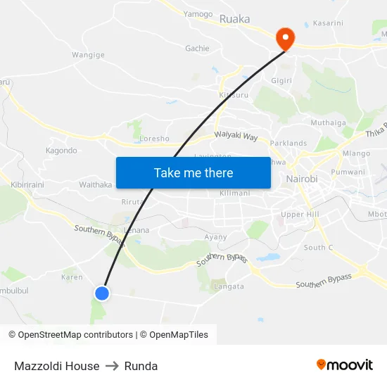 Mazzoldi House to Runda map
