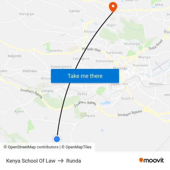 Kenya School Of Law to Runda map