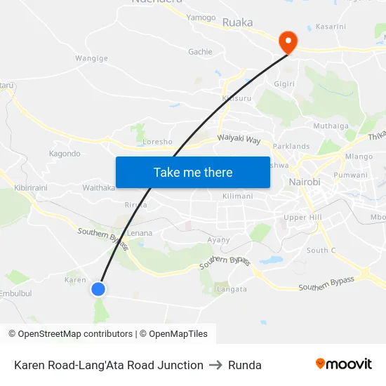 Karen Road-Lang'Ata Road Junction to Runda map