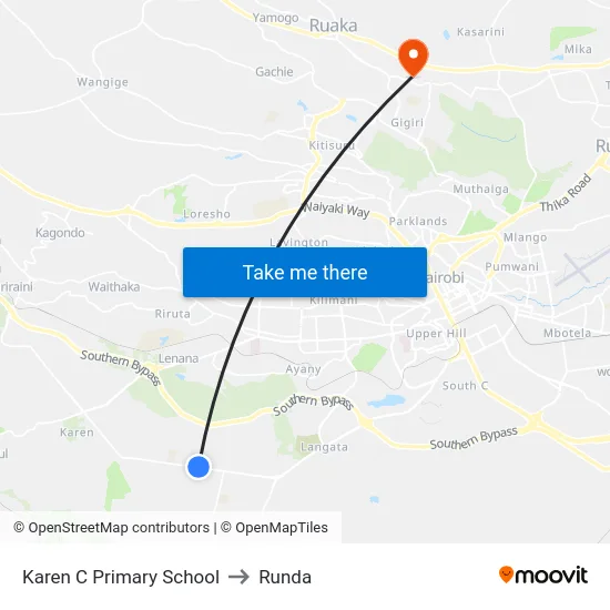 Karen C Primary School to Runda map