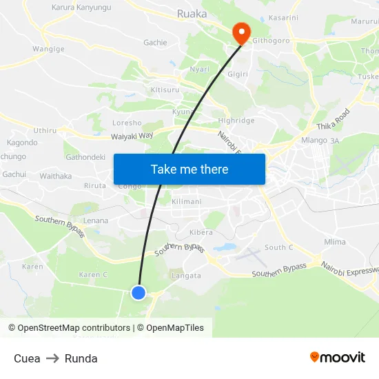 Cuea to Runda map