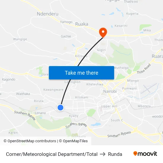 Corner/Meteorological Department/Total to Runda map