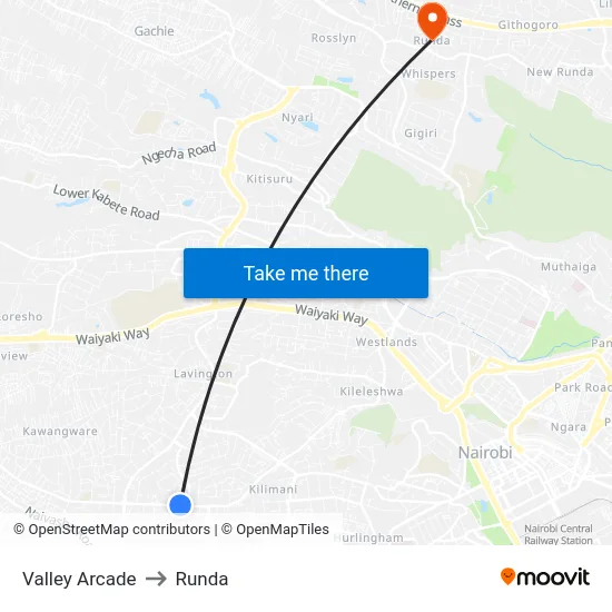 Valley Arcade to Runda map