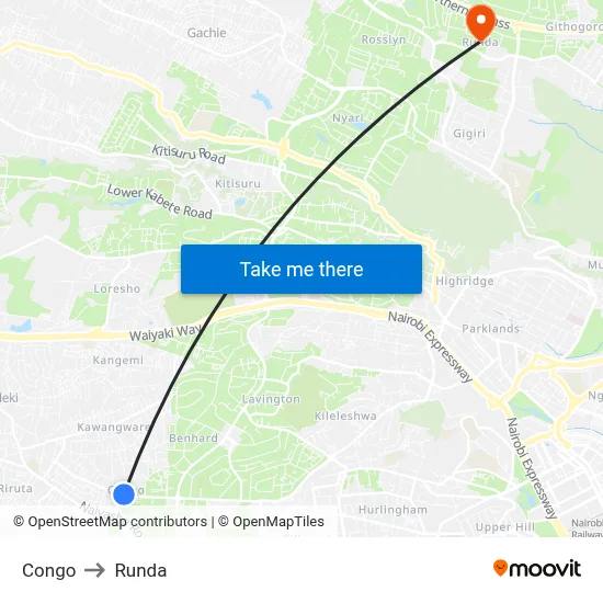 Congo to Runda map