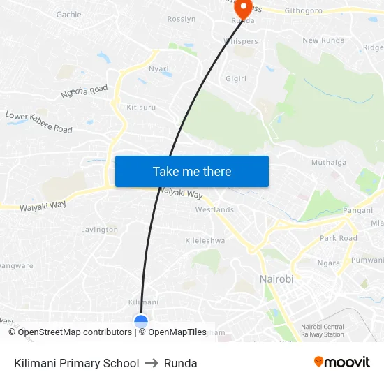 Kilimani Primary School to Runda map