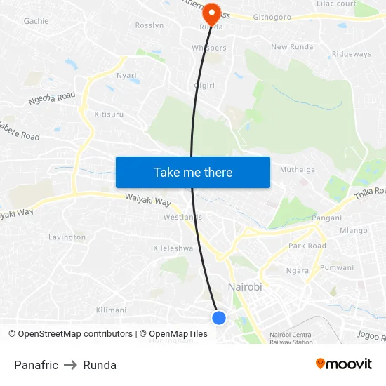 Panafric to Runda map