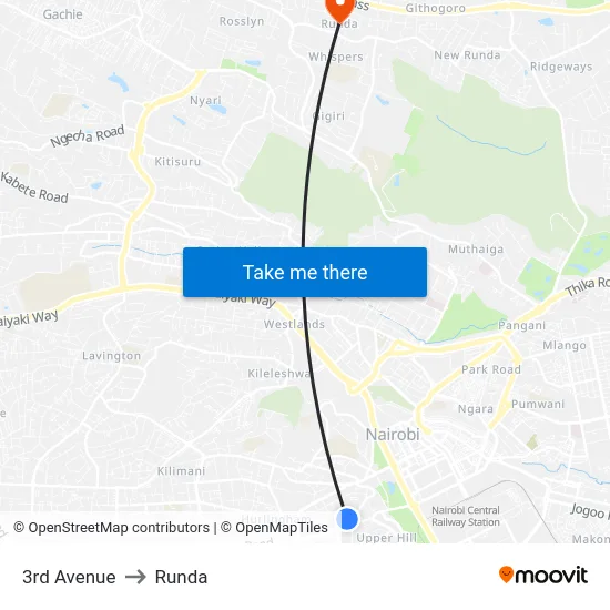 3rd Avenue to Runda map