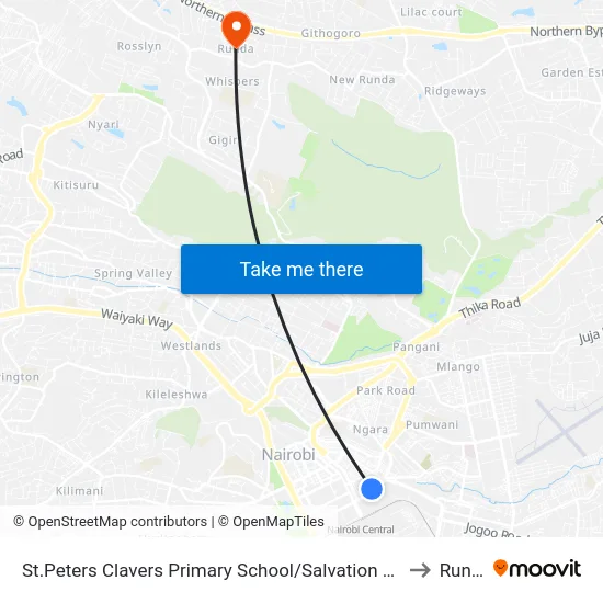 St.Peters Clavers Primary School/Salvation Army/Otc to Runda map