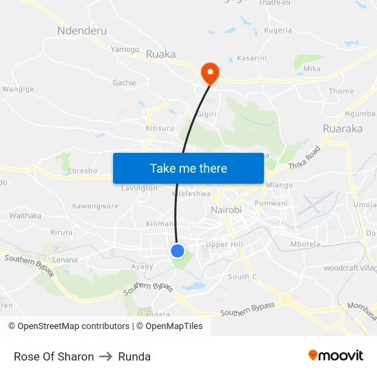 Rose Of Sharon to Runda map