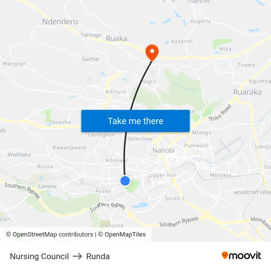 Nursing Council to Runda map