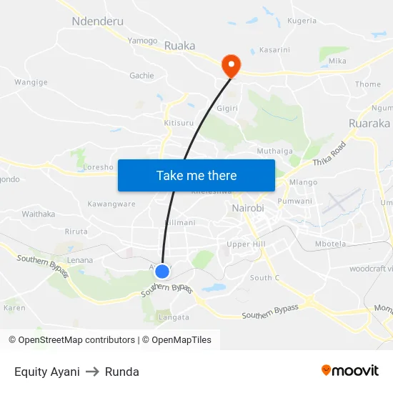 Equity Ayani to Runda map